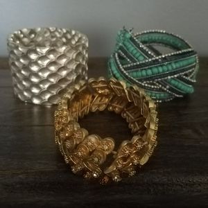 Cuff Bracelet Bundle - Gold, Silver, and B